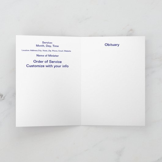 Begräbnis- Programm-Engel, Scripture, christlich Programm (Innenseite)