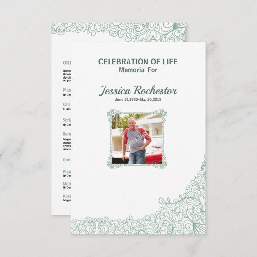 Begräbnis- Programm-Erinnerungsschablone Einladung (Vorne/Hinten)