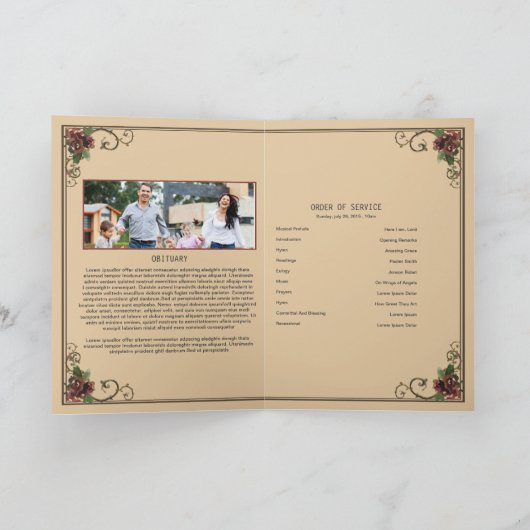 Begräbnis- Programm-Erinnerungsschablone Programm (Innenseite)