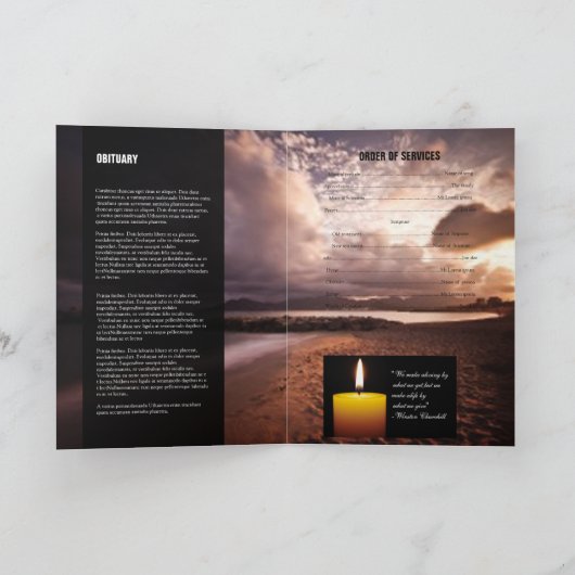 Begräbnis- Programm-Erinnerungsschablone Programm (Innenseite)