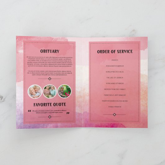 Begräbnis- Programm-Erinnerungsschablone Programm (Innenseite)