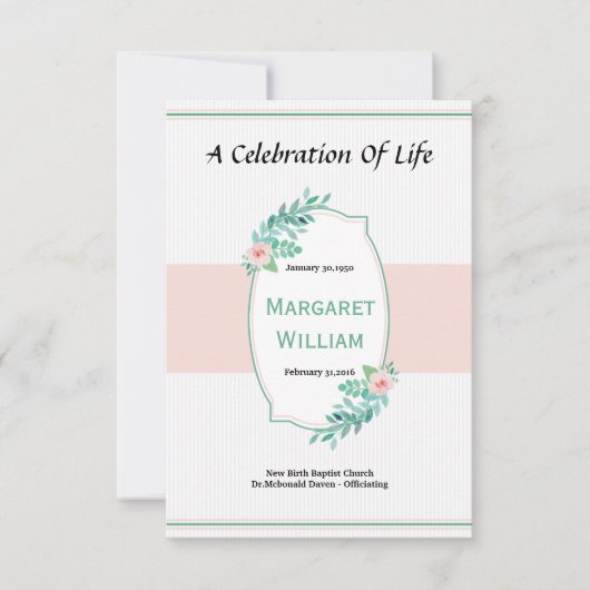 Begräbnis- Programm-Karte Einladung (Vorderseite)