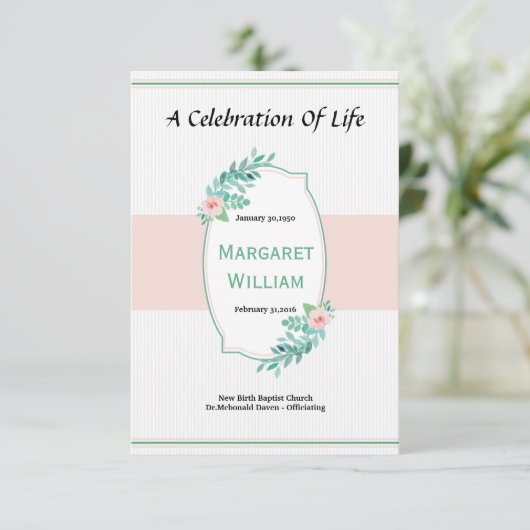 Begräbnis- Programm-Karte Einladung (Stehend Vorderseite)