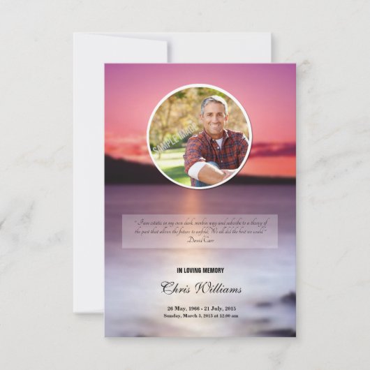 Begräbnis- Programm-Karten-Erinnerungsschablone Einladung (Vorderseite)