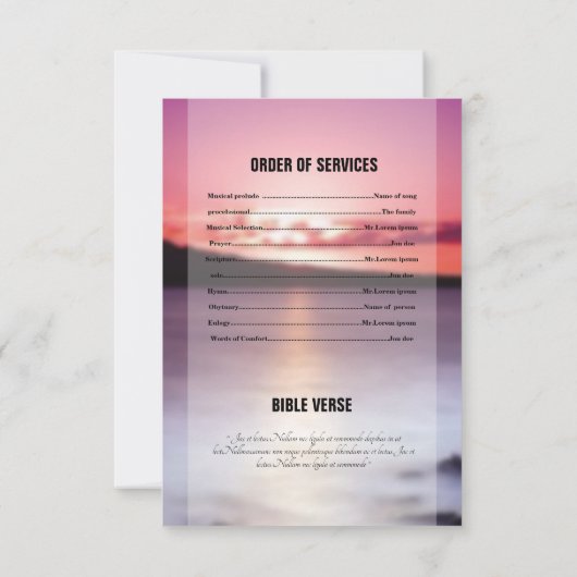 Begräbnis- Programm-Karten-Erinnerungsschablone Einladung (Rückseite)