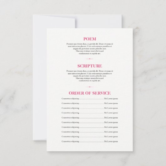 Begräbnis- Programm-Karten-mit Blumenschablone Einladung (Rückseite)