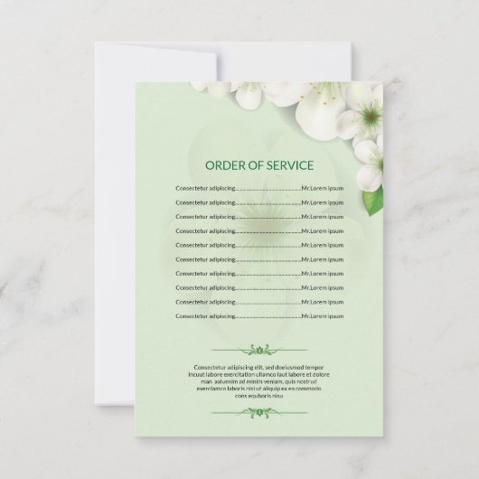 Begräbnis- Programm-Schablone Einladung (Rückseite)