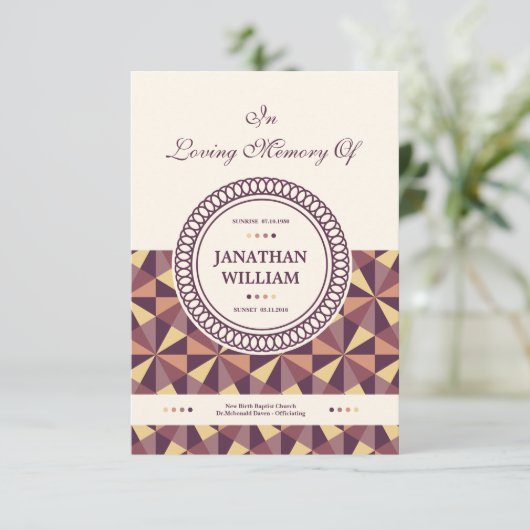 Begräbnis- Programm-Schablone Einladung (Stehend Vorderseite)