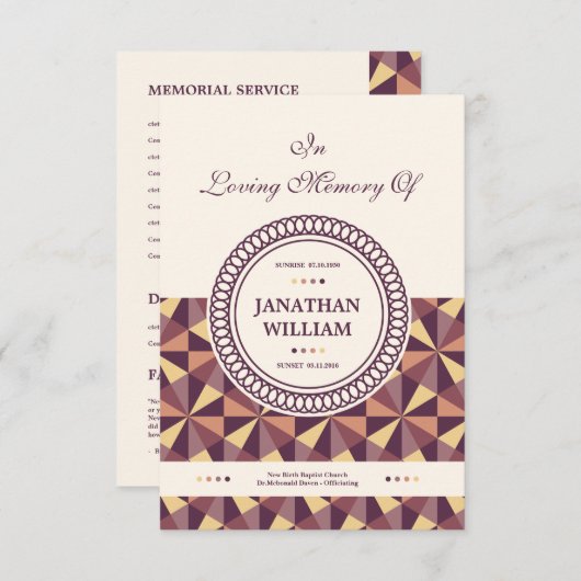 Begräbnis- Programm-Schablone Einladung (Vorne/Hinten)