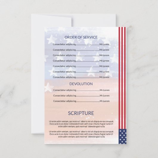 Begräbnis- Programm-Schablone für Militärarmee Einladung (Rückseite)