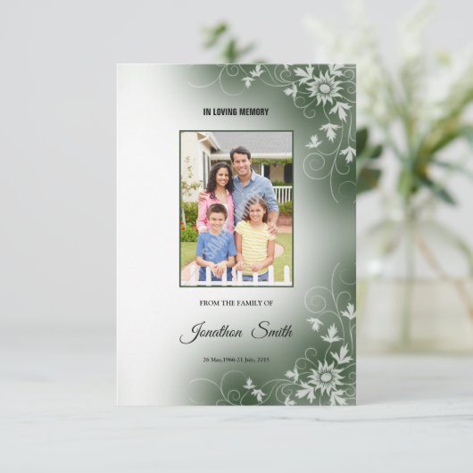 Begräbnis- Programmschablone Einladung (Stehend Vorderseite)