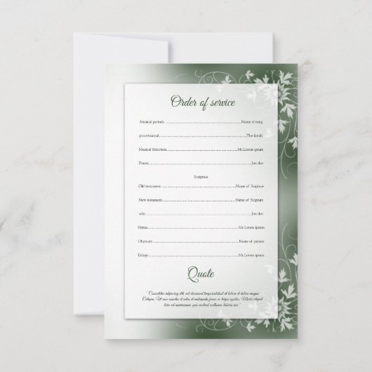 Begräbnis- Programmschablone Einladung (Rückseite)