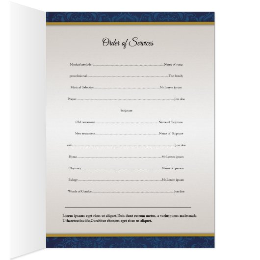 Begräbnis- Schablonen-Broschüre (Innen (Rechts))