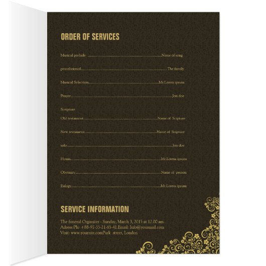 Begräbnis- Schablonen-Broschüre (Innen (Rechts))