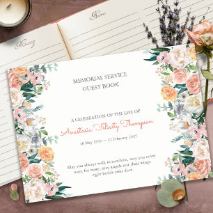 Begräbnisgastbuch   Aquarellfarbene Rose 1 Gästebuch