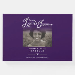 Begräbnisgastronomie in unserem Herzen lila weißer Gästebuch