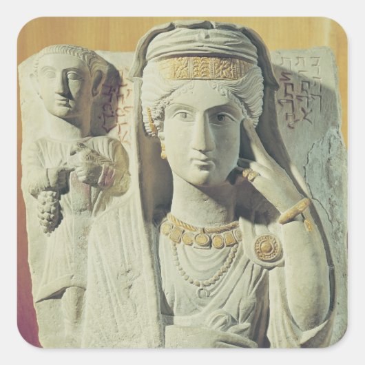 Begräbnishilfe mit weiblicher Figur Quadratischer Aufkleber (Vorderseite)