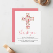 Begräbniskreuz Danke | Rosa Floral Mitteilungskarte (Vorderseite/Rückseite Beispiel)