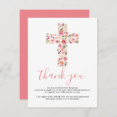 Begräbniskreuz Danke | Rosa Floral Mitteilungskarte (Vorne/Hinten)