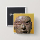 Begräbnismaske, Olmec, von Mexiko Button (Vorne & Hinten)