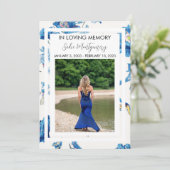 Begräbnisprogramm für Blaue Flora Einladung (Stehend Vorderseite)