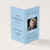 Begräbnisprogramm für Blaue Fotos (Vorderseite)