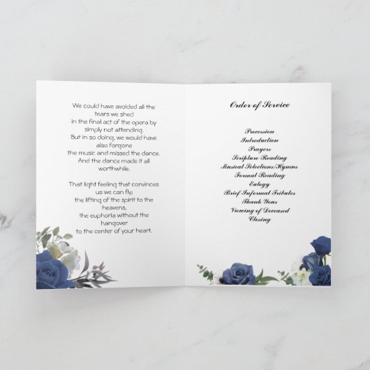 Begräbnisprogramm für Blaue Rose Programm (Innenseite)