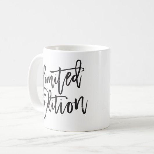 BEGRENZTE EDITION schwarze minimale Skripte lustig Kaffeetasse (Vorderseite Links)