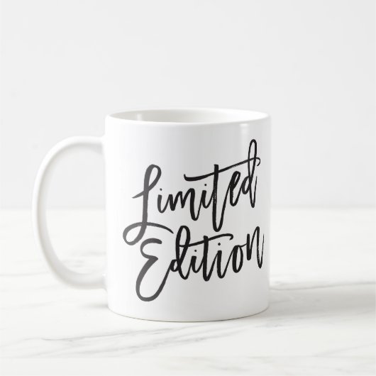 BEGRENZTE EDITION schwarze minimale Skripte lustig Kaffeetasse (Links)