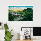 Begrenzte Eisenbahn in der Nähe der Horseshoe-Kurv Poster (Heimbüro)