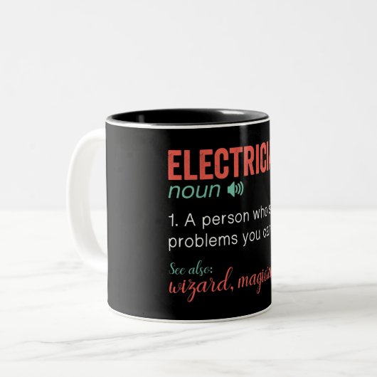 Begriffsbestimmung für "Funny Electrical" Zweifarbige Tasse (Vorderseite Links)
