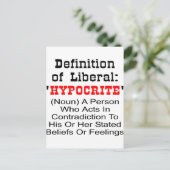 Begriffsbestimmung für liberal = Hypokrit Postkarte (Stehend Vorderseite)
