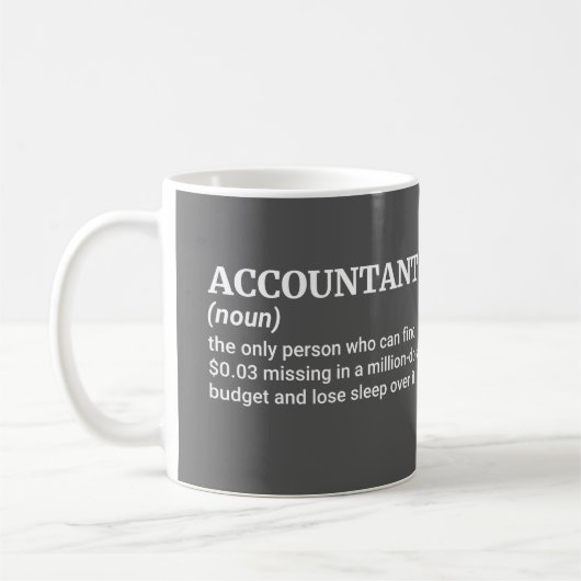 Begriffsbestimmung für "Witty Accounting" - ideale Kaffeetasse (Links)