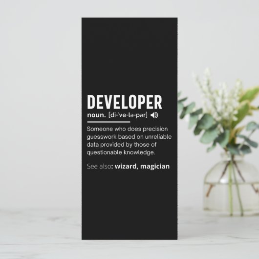 Begriffsbestimmung lustige Entwickler Feiertagskarte (Stehend Vorderseite)