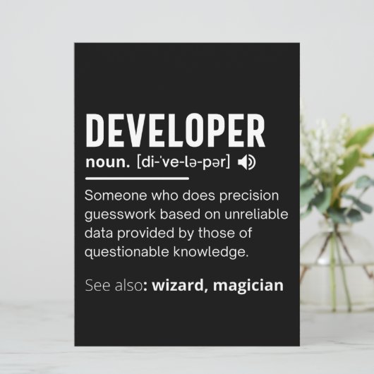 Begriffsbestimmung lustige Entwickler Save The Date (Stehend Vorderseite)