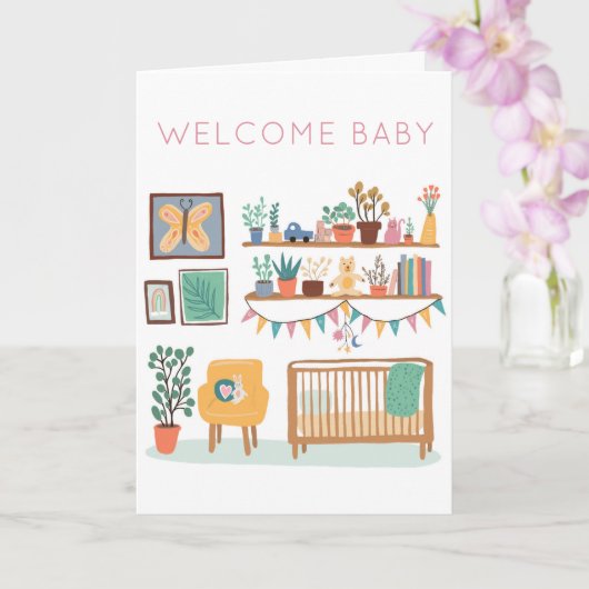 BEGRÜSSEN BABY Cute Nursery Gender Neutral Congrat Karte (Orchidee)