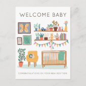 BEGRÜSSEN BABY Cute Nursery Gender Neutral Congrat Postkarte (Vorderseite)