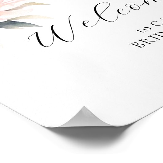 BEGRÜSSEN Bläsernbäume Rosa BRAUTPARTY Poster (Ecke)