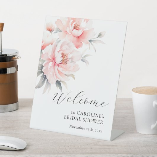 BEGRÜSSEN Bläsernbäume Rosa BRAUTPARTY Sockelschild (In SItu)