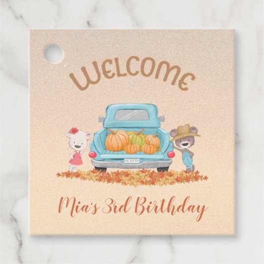 BEGRÜSSEN Herbstthema Bars Kürbiskins Blätter Geschenkanhänger (Vorderseite)