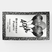 Begrüßen Sie 40. Party-schwarzes/weißes Banner (Horizontal)