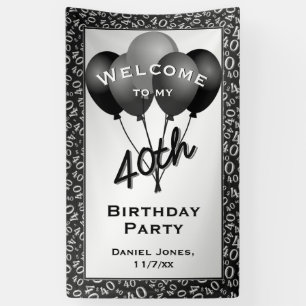 Begrüßen Sie 40. Party-schwarzes/weißes Banner