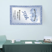 Begrüßen Sie 50. Party-blaues/weißes Zahl-Muster Banner (Messeveranstaltung)