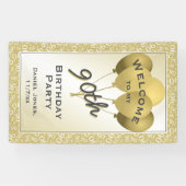 Begrüßen Sie 90. cooles Zahl-Muster - Gold/Weiß Banner (Horizontal)
