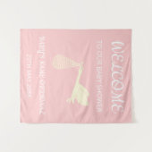 Begrüßen Sie das elegante Rosa, den weißen Text un Wandteppich (Vorderseite (Horizontal))