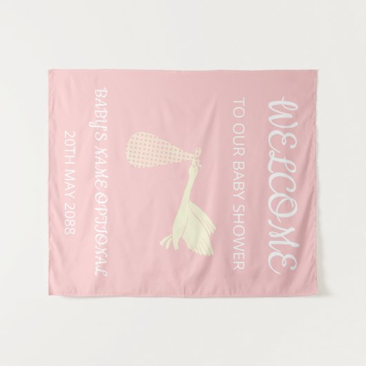 Begrüßen Sie das elegante Rosa, den weißen Text un Wandteppich (Vorderseite (Horizontal))