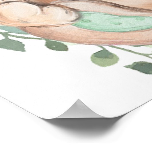 Begrüßen Sie das Greenery Bear Gold Baby Shower Po Poster (Ecke)