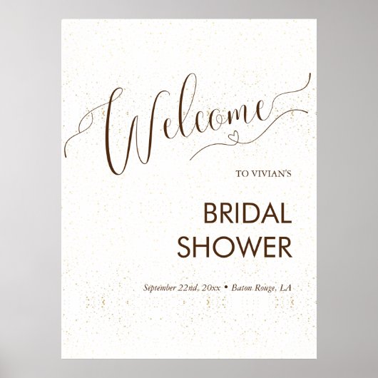 Begrüßen Sie das Minimalistische Gold Dust Brautpa Poster (Vorne)