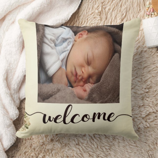 Begrüßen Sie das neue geborene Baby Custom Foto Th Kissen (Decke)