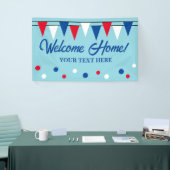 Begrüßen Sie das Zuhause-Banner mit farbigen Fahne Banner (Messeveranstaltung)